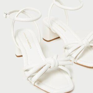 New in box - Loeffler Randall Mikel White Bow Mid−Heel Sandal in White Size 9